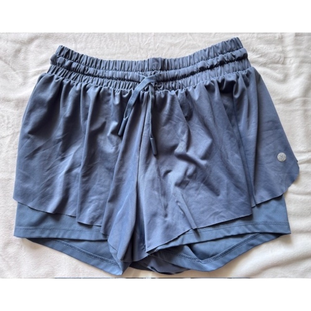 Harmony Balance Blue Flowy 2-in-1 Athletic Shorts Double Layer Running Yoga XS